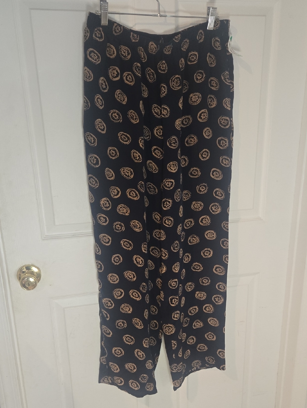 Women's Navy Sleep Pants with Beige Medallion Print